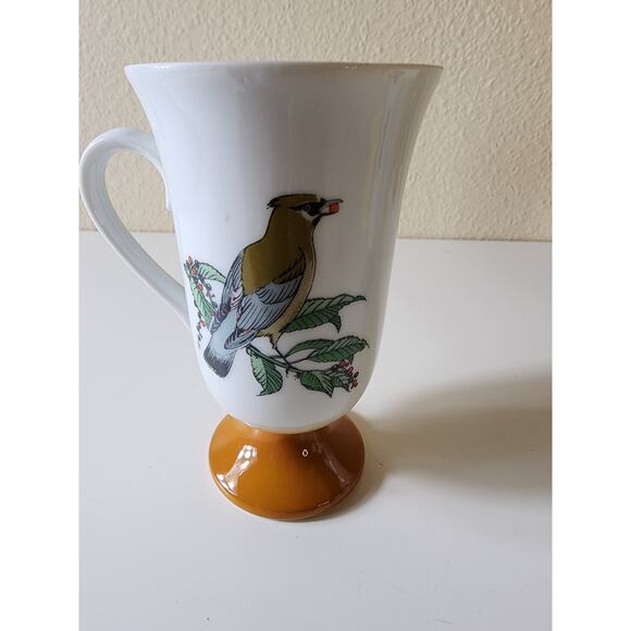 FRED ROBERTS VTG Made in Japan Footed Colorful Bird 8oz Coffee Mugs set of 4 - Picture 5 of 11